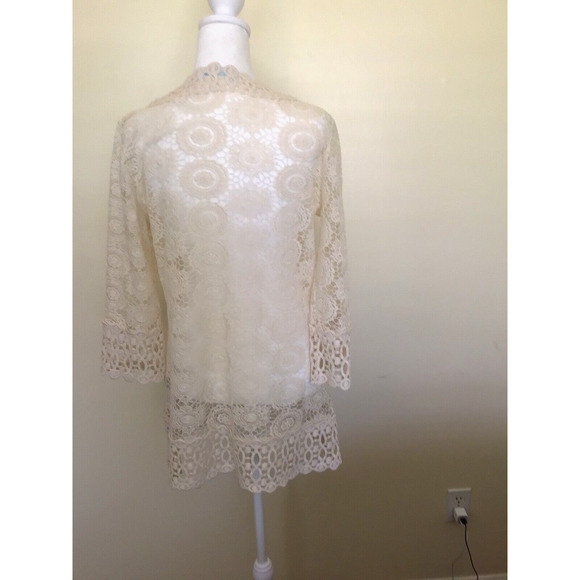 Solitaire Swim Cover Up Lace Cream Beige Lace Cover Up Size M - Picture 12 of 16